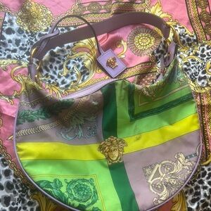 Versace Green and Yellow Shoulder Bag with Medusa Emblem
